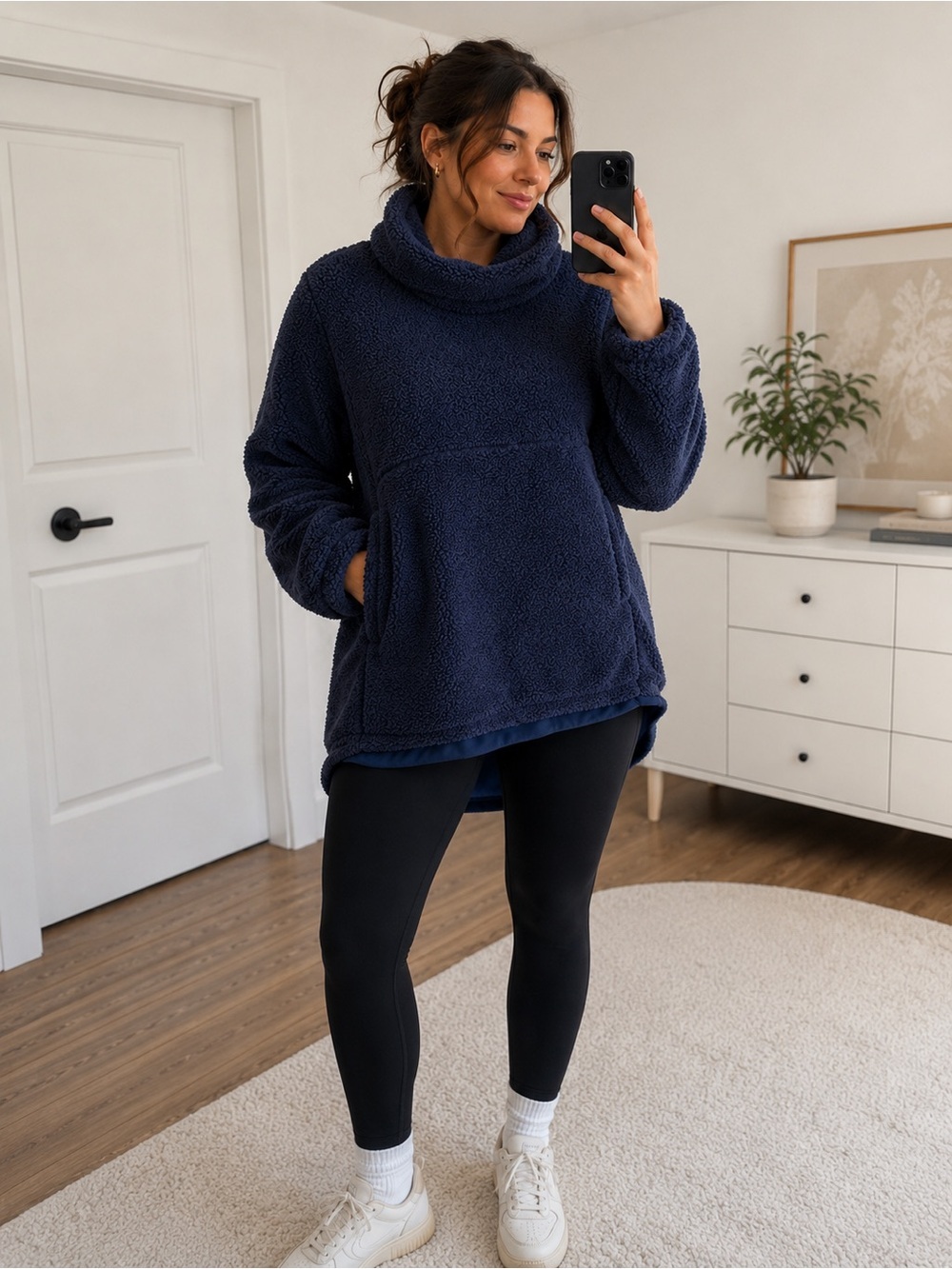 Lululemon Warm Restore Sherpa Pullover True Navy Women 10 Loungewear Turtleneck